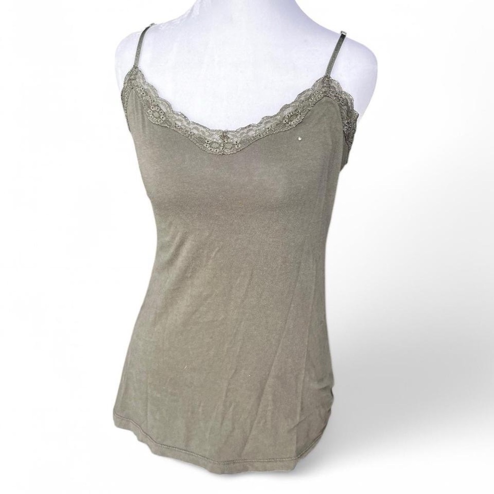 Elegant Lace Trim Olive Green Women's Top